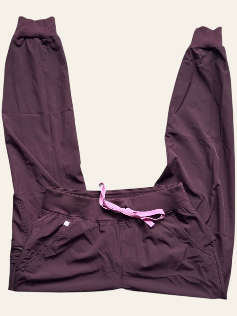 FIGS Technical Collection Slim Cargo Scrub Jogger Pants Plum Burgundy Pull On M - Picture 4 of 5